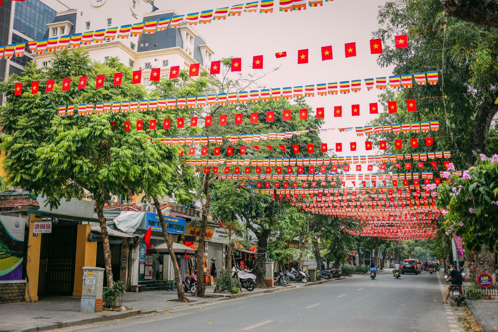Streets and homes are adorned